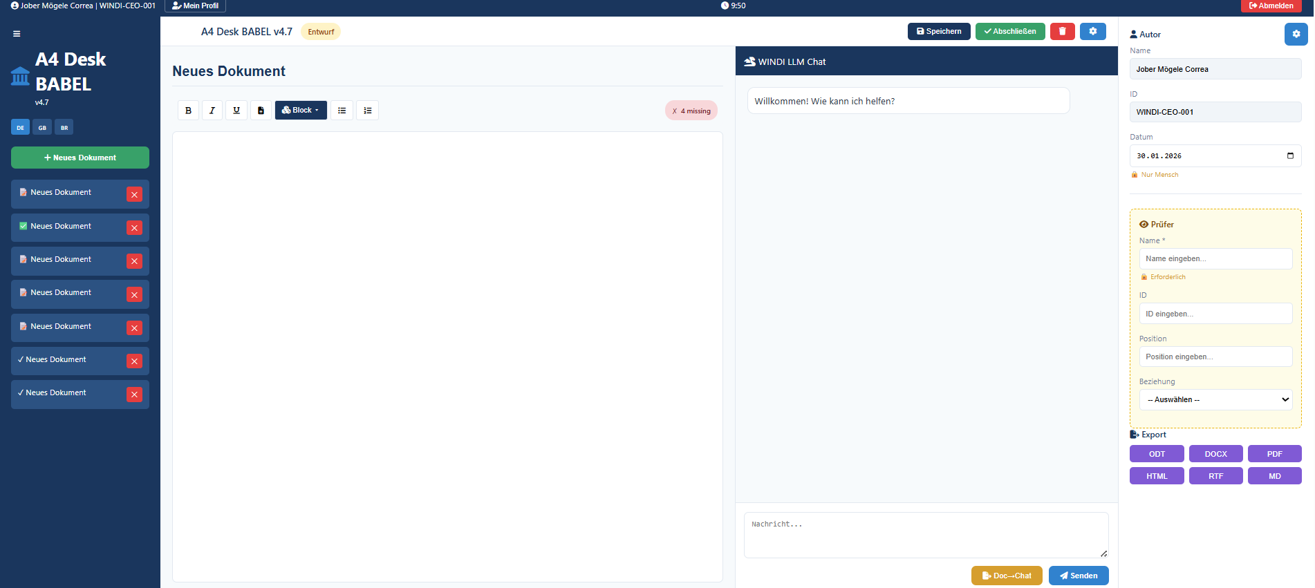 A4 Desk Main Interface